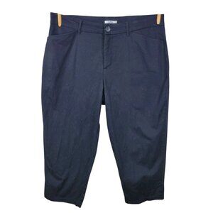 Croft Barrow Size 16 36"- 20.5" Stretch casual Capri Crop Canvas Black Pants